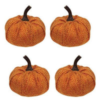 4 Pack Orange Burlap Pumpkins 225 - The Fox Decor