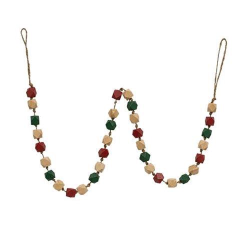 Holiday Geometric Wood Beaded Garland 40 - The Fox Decor