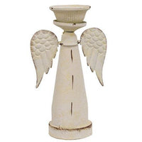 Thumbnail for Distressed White Metal Snowy Angel Pillar Holder - The Fox Decor