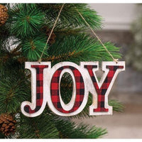 Red Black Plaid JOY Hanger - The Fox Decor