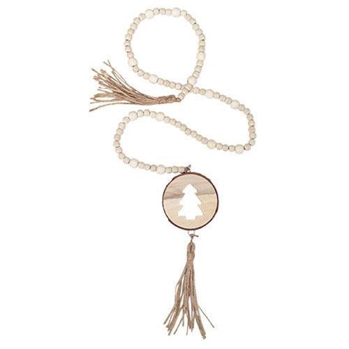 Natural Wood Bead Tree Tag Garland - The Fox Decor