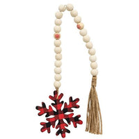 Thumbnail for Red & Black Buffalo Check Snowflake Beaded Tassel - The Fox Decor