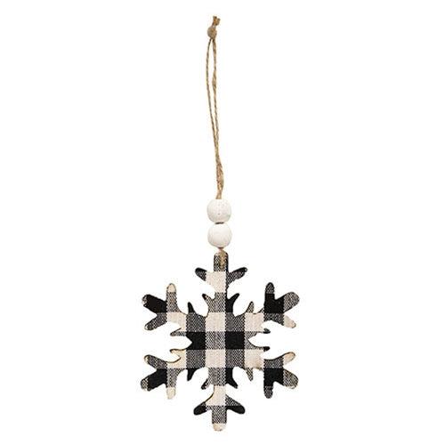 Black & White Buffalo Check Snowflake Beaded Ornament - The Fox Decor