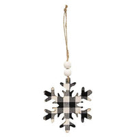 Black & White Buffalo Check Snowflake Beaded Ornament - The Fox Decor