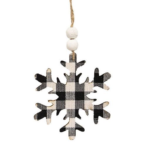 Black & White Buffalo Check Snowflake Beaded Ornament - The Fox Decor
