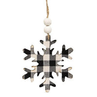 Black & White Buffalo Check Snowflake Beaded Ornament - The Fox Decor