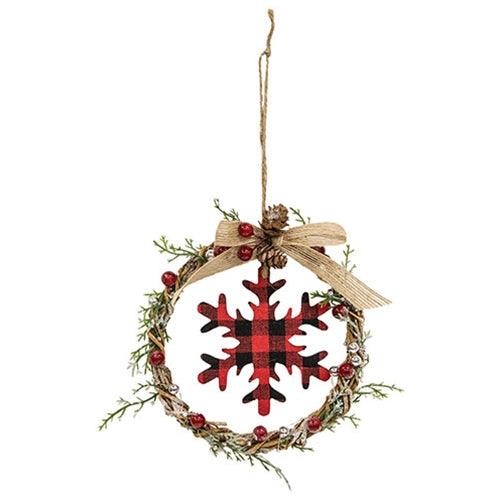 Mini Wreath with Red & Black Buffalo Check Snowflake - The Fox Decor