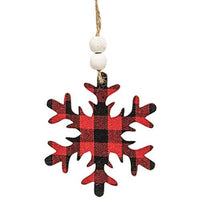 Red & Black Buffalo Check Snowflake Beaded Ornament - The Fox Decor