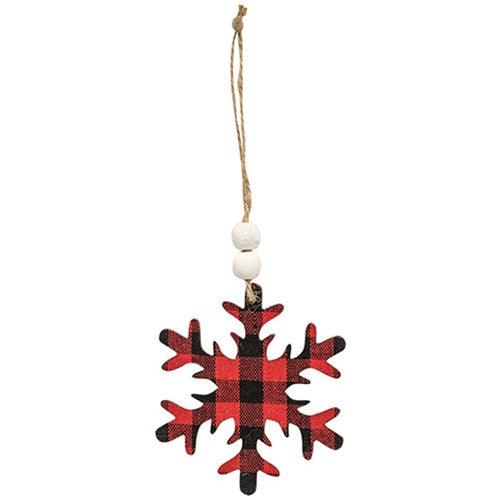 Red & Black Buffalo Check Snowflake Beaded Ornament - The Fox Decor