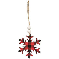Red & Black Buffalo Check Snowflake Beaded Ornament - The Fox Decor