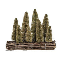 Bottle Brush Christmas Trees on Wooden Log - The Fox Decor
