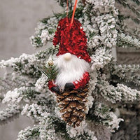 Red Sequin Gnome Pinecone Ornament - The Fox Decor