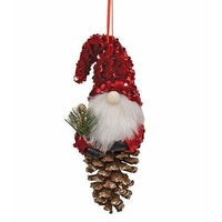 Red Sequin Gnome Pinecone Ornament - The Fox Decor