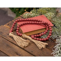 Red Beaded Garland with Tassels 48L - The Fox Decor