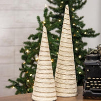 Diamond Wrapped Ivory Jute Cone Tree 18 - The Fox Decor