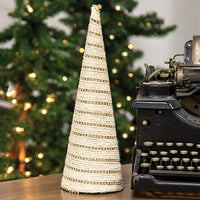 Diamond Wrapped Ivory Jute Cone Tree 14 - The Fox Decor