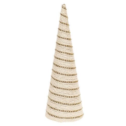 Diamond Wrapped Ivory Jute Cone Tree 14 - The Fox Decor