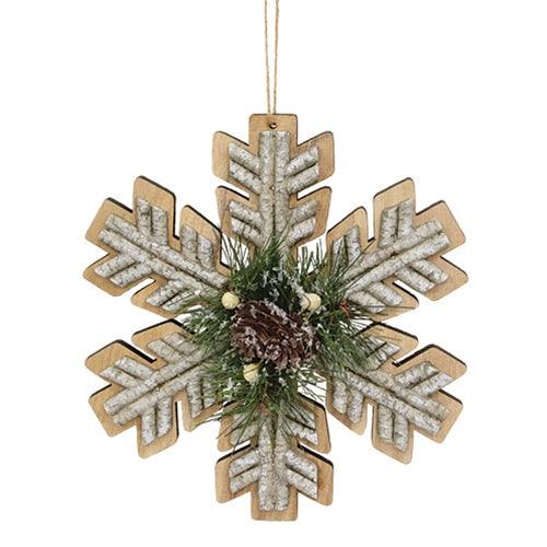 Wooden Birch & Pine Snowflake Ornament 8 - The Fox Decor