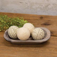 Carved Wood Petite Oval Bowl Gray Distressed - The Fox Decor