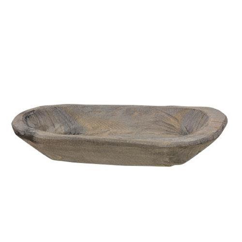 Carved Wood Petite Oval Bowl Gray Distressed - The Fox Decor