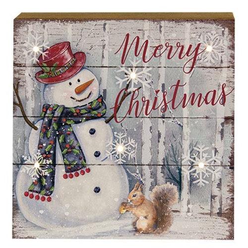 Snowman Picture Block w LED Lights 3 Asstd - The Fox Decor