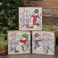 Thumbnail for Snowman Picture Block w LED Lights 3 Asstd - The Fox Decor