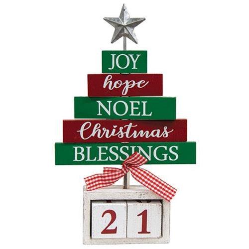 Wooden Christmas Blessings Countdown Tree - The Fox Decor