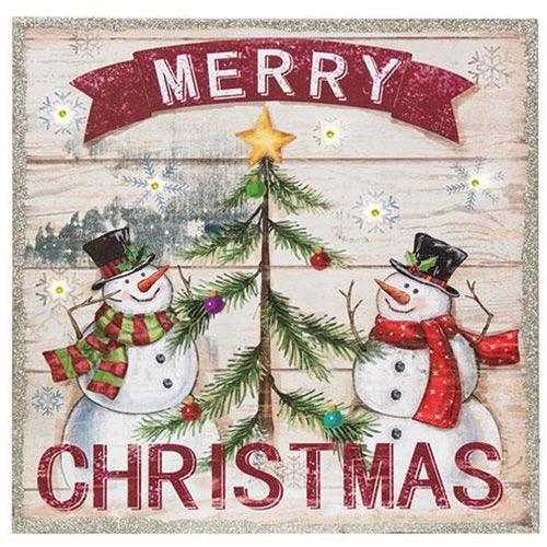 Snowman Pallet Sign w LED Light 3 Asstd - The Fox Decor