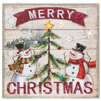 Snowman Pallet Sign w LED Light 3 Asstd - The Fox Decor