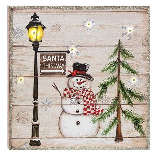 Snowman Pallet Sign w LED Light 3 Asstd - The Fox Decor