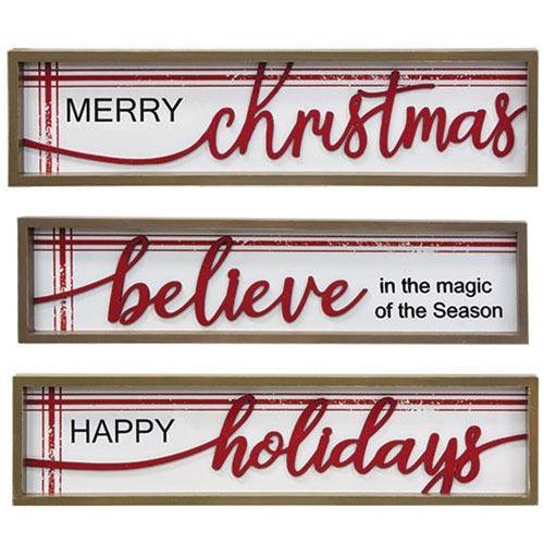 Christmas Greetings Frame 3 Asstd - The Fox Decor