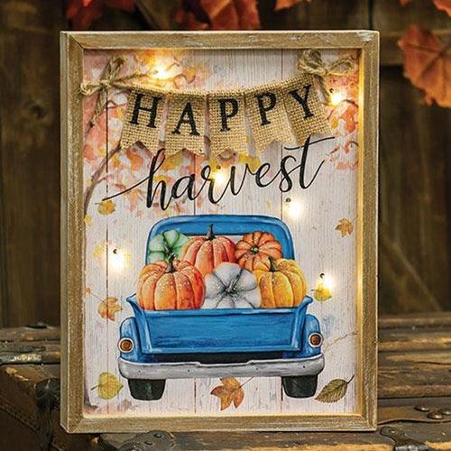 Happy Harvest Truck Wood Sign w LED Lights - The Fox Decor