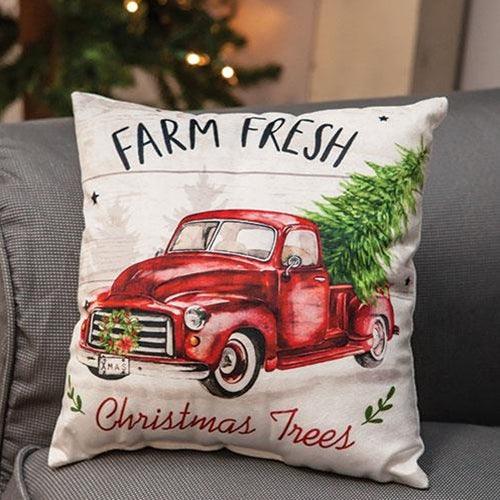 Farm Fresh Christmas Trees Truck Pillow - The Fox Decor