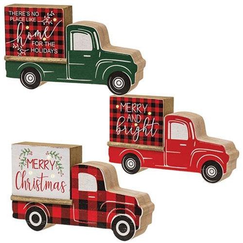 Buffalo Check Christmas Truck with LED Lights 3 Asstd - The Fox Decor
