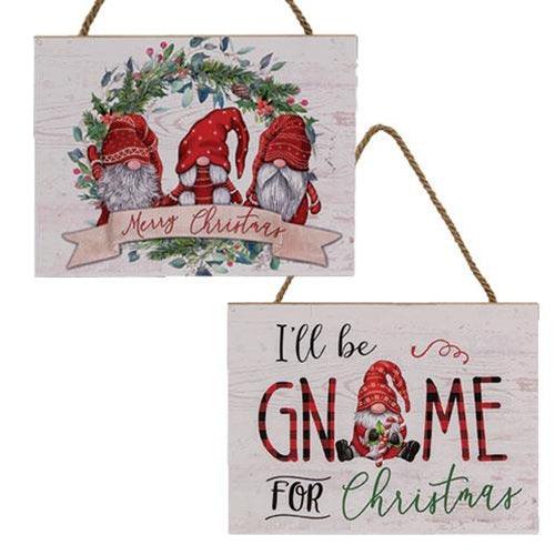 Christmas Gnome Wooden Sign 2 Asstd - The Fox Decor