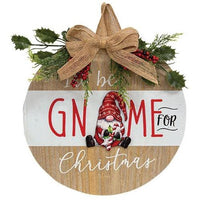Welcome Gnome Christmas Round Wood Sign 2 Asstd - The Fox Decor