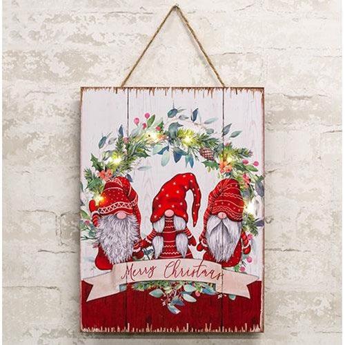 Merry Christmas Gnomes Wood Sign with LED Lights - The Fox Decor