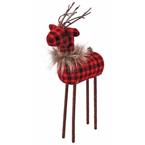 Sm Red Black Plaid Reindeer