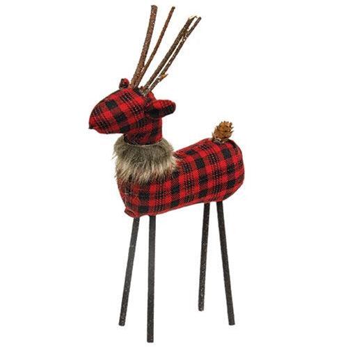 Med Red Black Plaid Reindeer - The Fox Decor