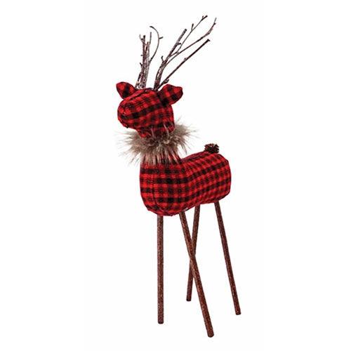 Lg Red Black Plaid Reindeer