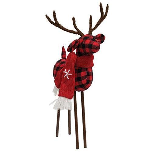 Red Black Buffalo Check Standing Deer - The Fox Decor