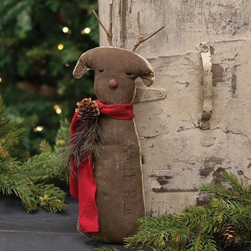 Stiffened Primitive North Pole Reindeer Hanger - The Fox Decor