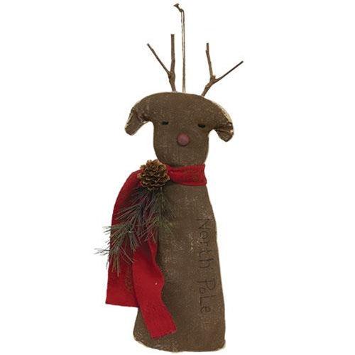 Stiffened Primitive North Pole Reindeer Hanger - The Fox Decor