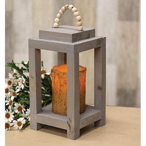 Gray Lantern with Bead Hanger - The Fox Decor