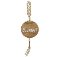 Thumbnail for Blessed Engraved Wooden Ornament w Bead Hanger