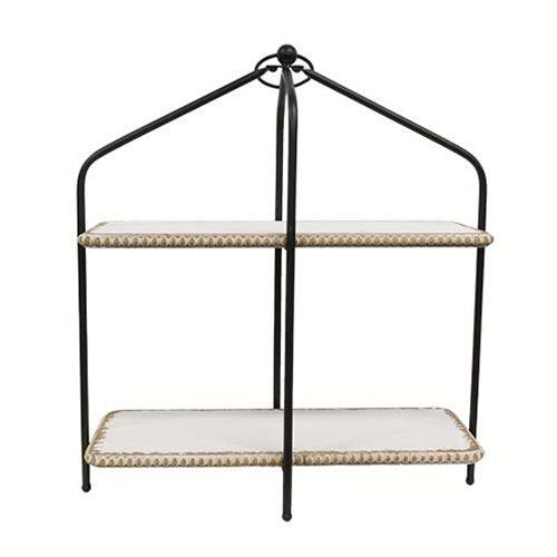 Distressed Beaded 2-Tier Planter Shelf - The Fox Decor
