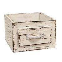 Thumbnail for Distressed Wooden Whitewashed Square Drawer - The Fox Decor