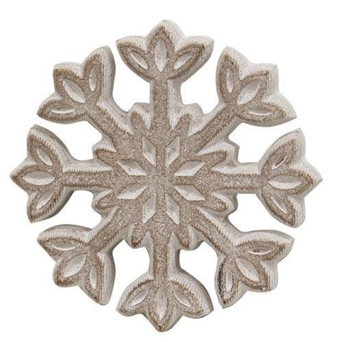 2 Set Rustic White Wooden Snowflakes - The Fox Decor