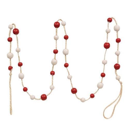 Red & White Bright Bead Garland 48 - The Fox Decor