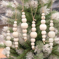 6 Set Natural Wooden Bead Ornaments - The Fox Decor